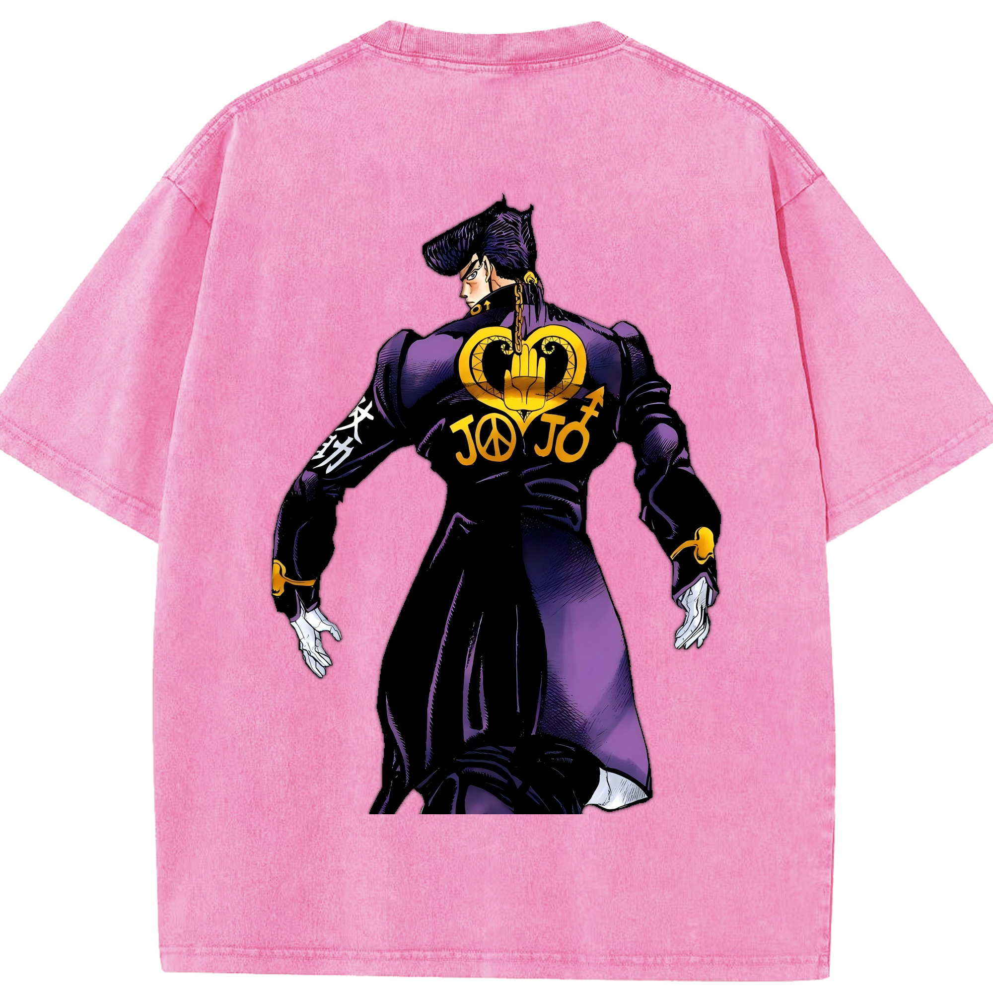 （画像用） ジョジョの奇妙な冒険 ひがしかた じょうすけ JoJo's Bizarre Adventure Higashikata Josuke 綿100% ヴィンテージ風 半袖Tシャツ（背面プリント）